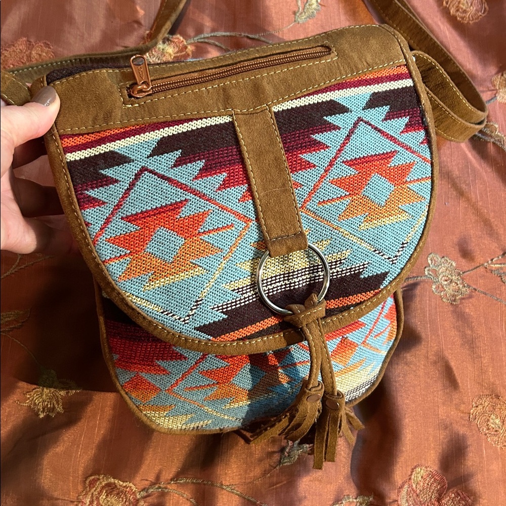 Hand made Ecuadorian Wool and Cotton Bohemian Vegan Suede Crossbody Bag